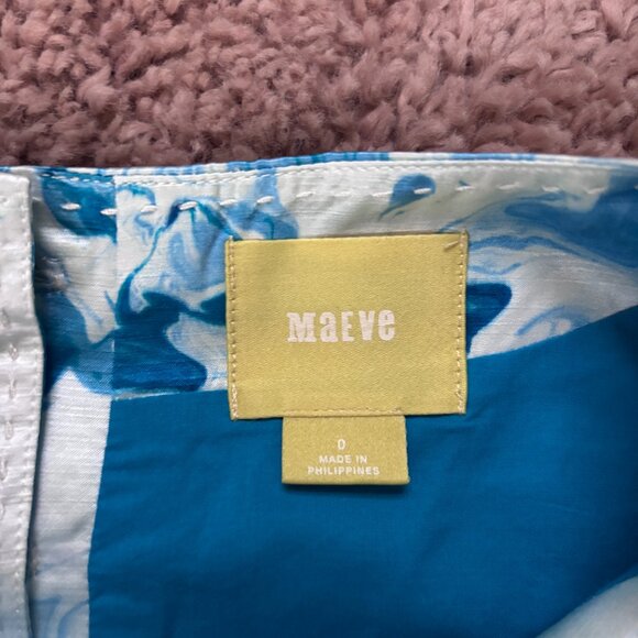 Maeve Anthropologie Marbled Waters Dress Blue White Sleeveless Silk Blend Size 0 - Picture 3 of 7